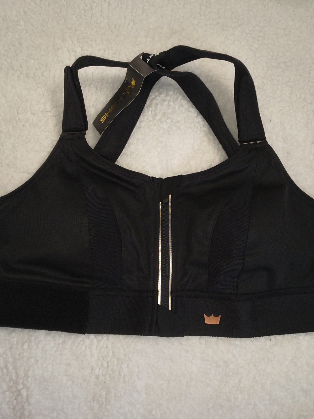 Shefit Sports Bra L1 Luxe High Impact Front Zip Black Adjustable Gym Workout NEW - Picture 2 of 16